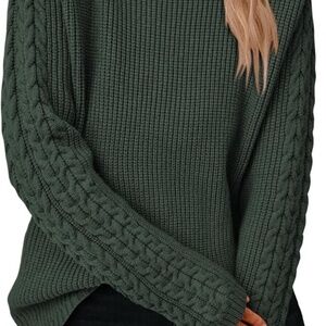 Fashion Brand Women's Fisherman Cable Knit Sweater XL Army Green Brand New!